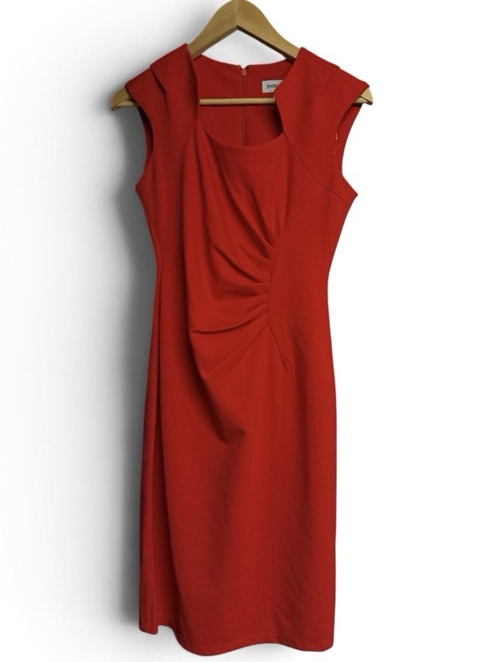 Shelby & Palmer Red Ruched Sheath Dress Sleeveless Size 4